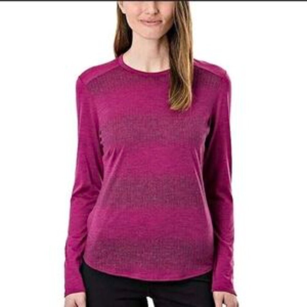 SEGMENTS Women's Long Sleeves Australian Merino Wool Crew Neck Magenta Top Sz L